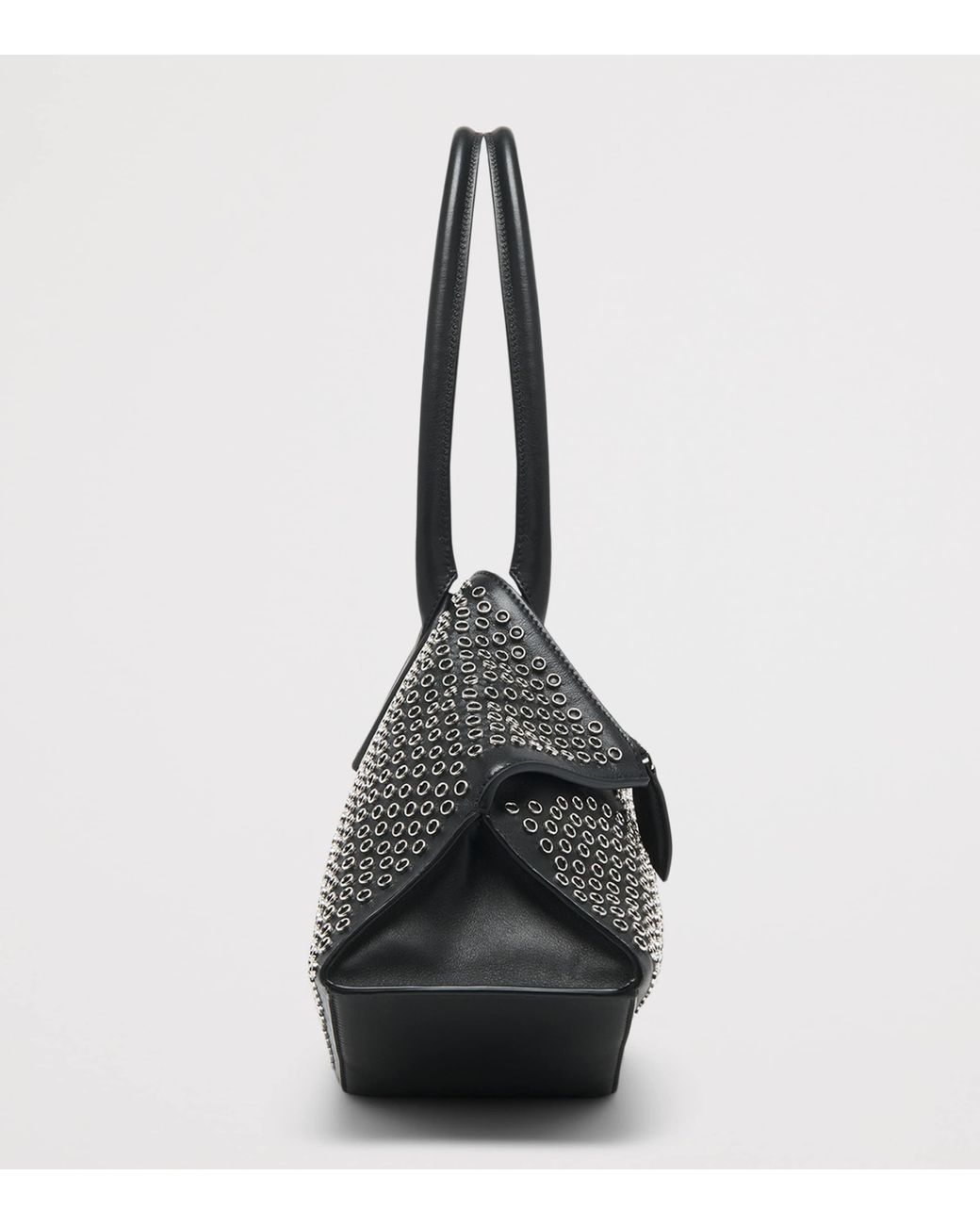 McQueen Black Leather Studded Manta Top-Handle Bag