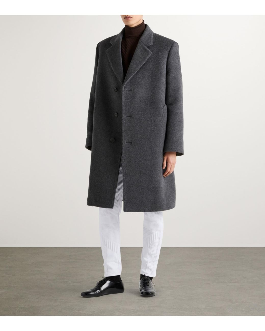 Prada Gray Wool Single-Breasted Coat for men