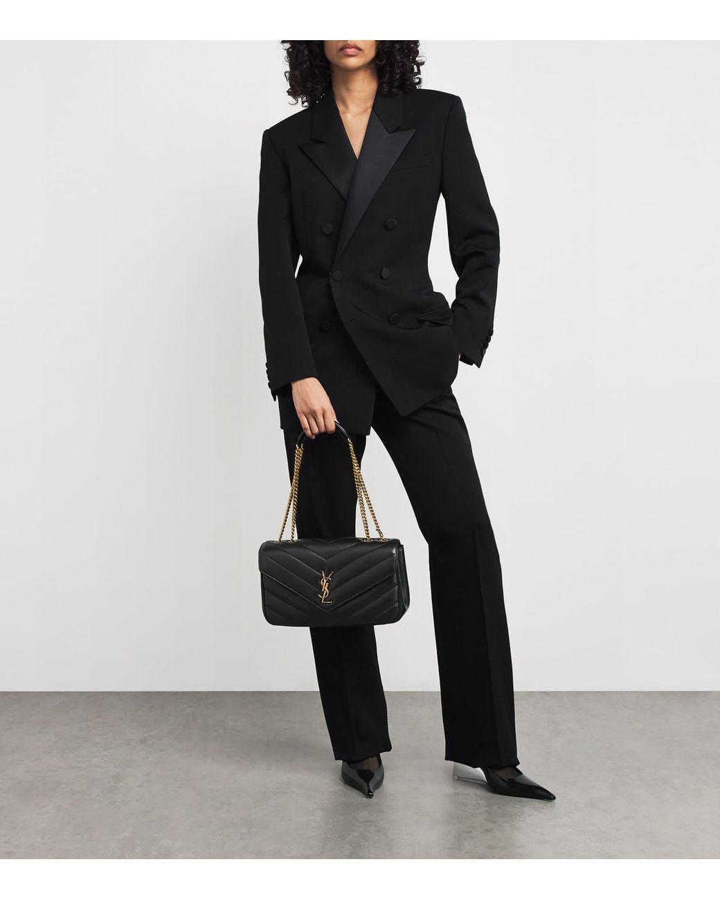 Saint Laurent Black Loulou Medium Shoulder Bag Lamb Leather