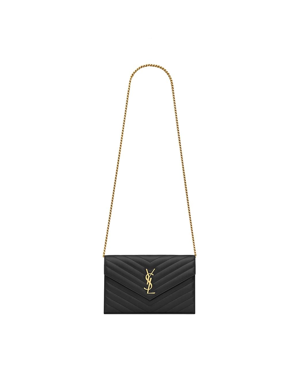 Saint Laurent White Monogram Matelassé Envelope Wallet Bag