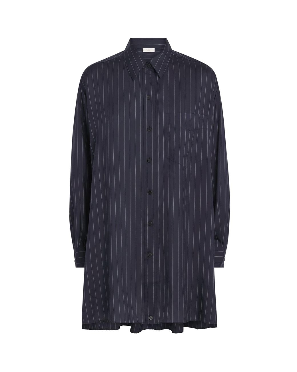 Lafayette 148 New York Blue Silk-Blend Pinstripe Shirt