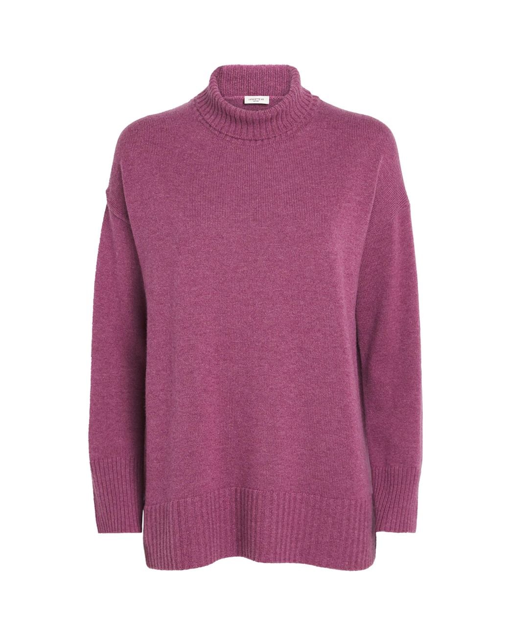 Lafayette 148 New York Purple Cashmere Funnel-Neck Sweater