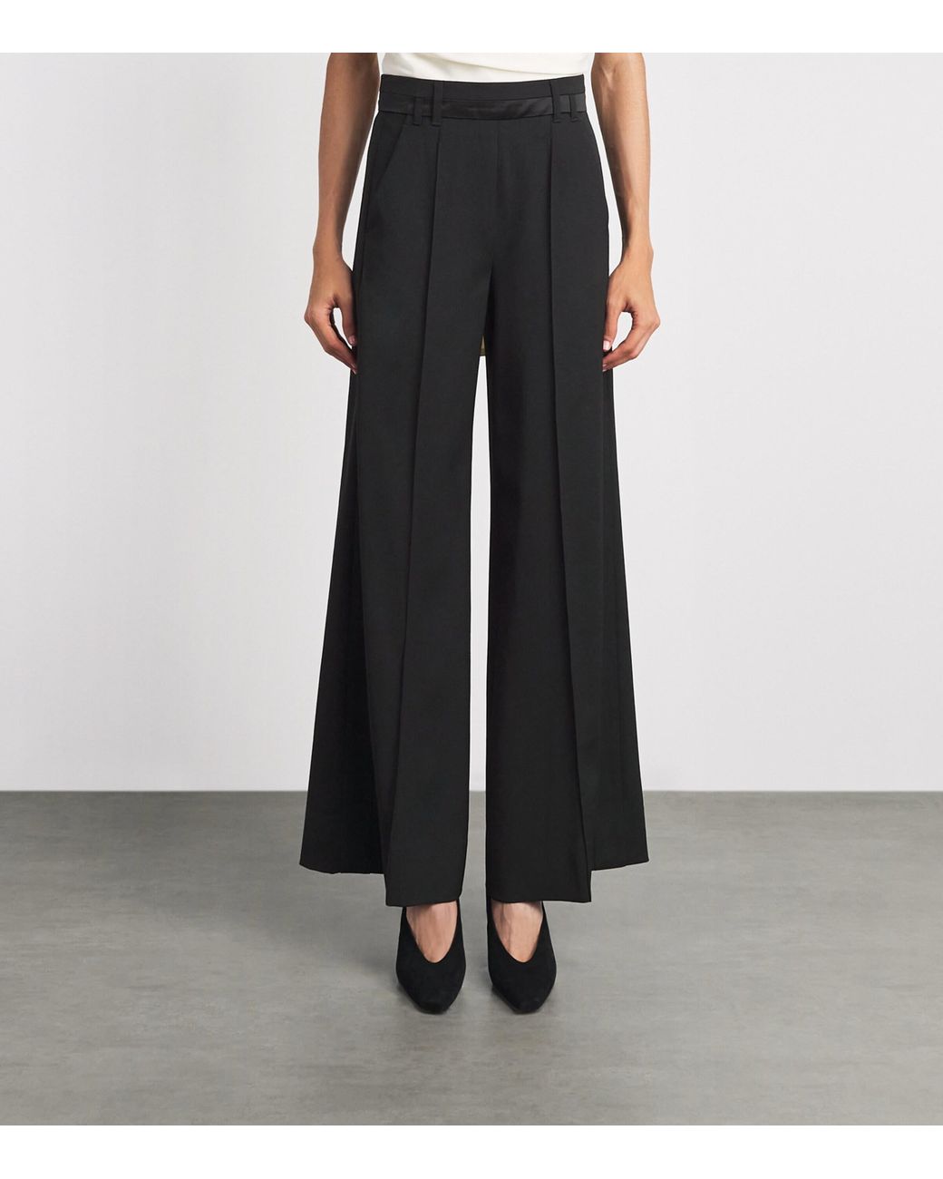 ME+EM Black Wide-Leg Tux Trouser
