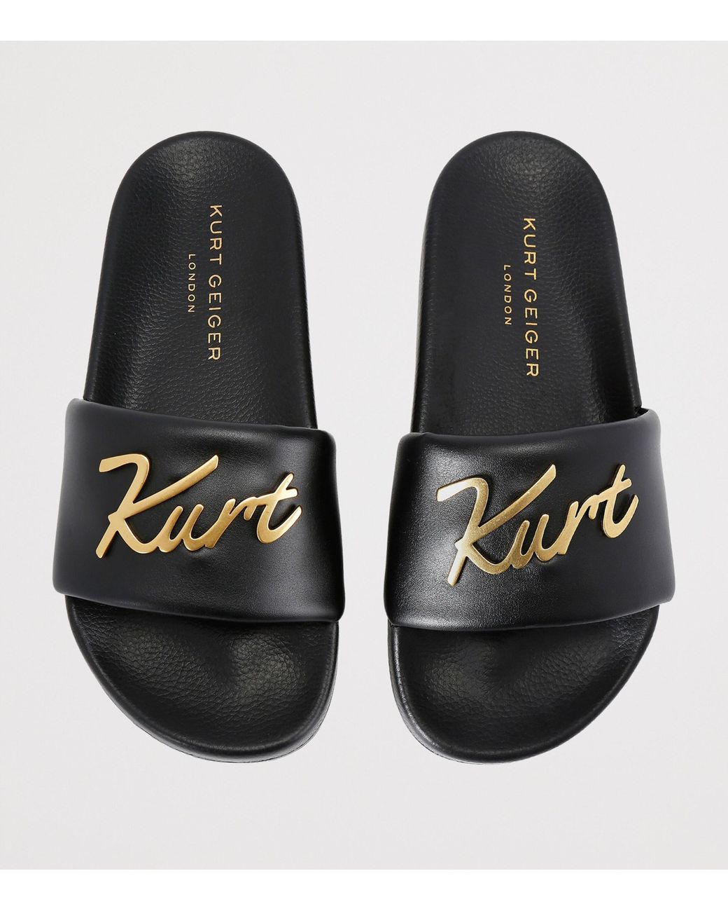 Kurt Geiger Black Meena Logo Slides
