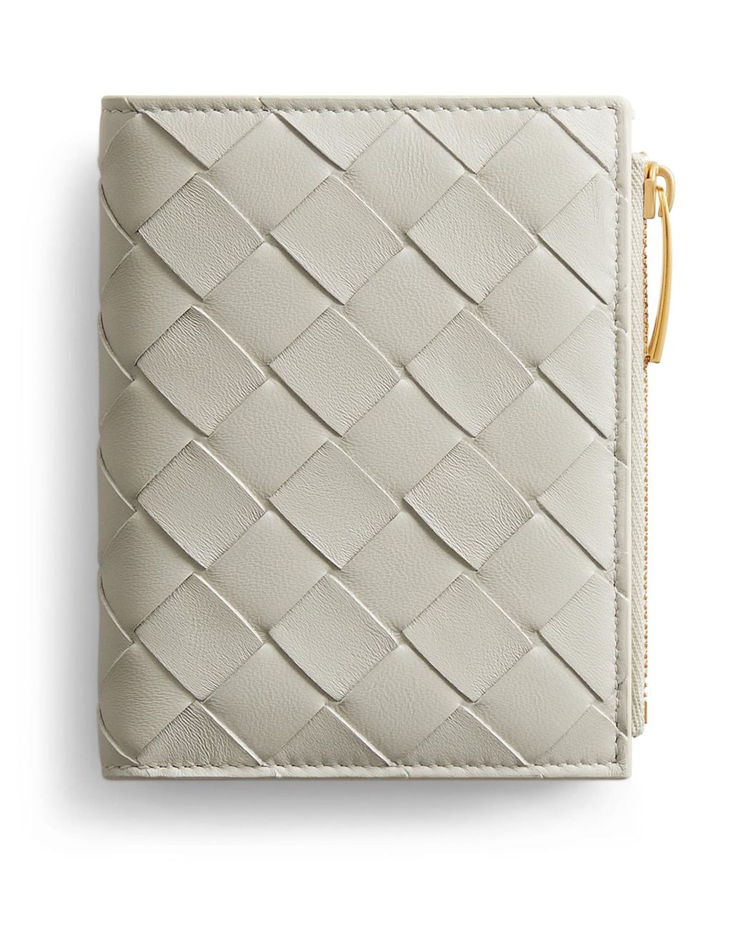 Bottega Veneta Gray Small Leather Intrecciato Bifold Wallet