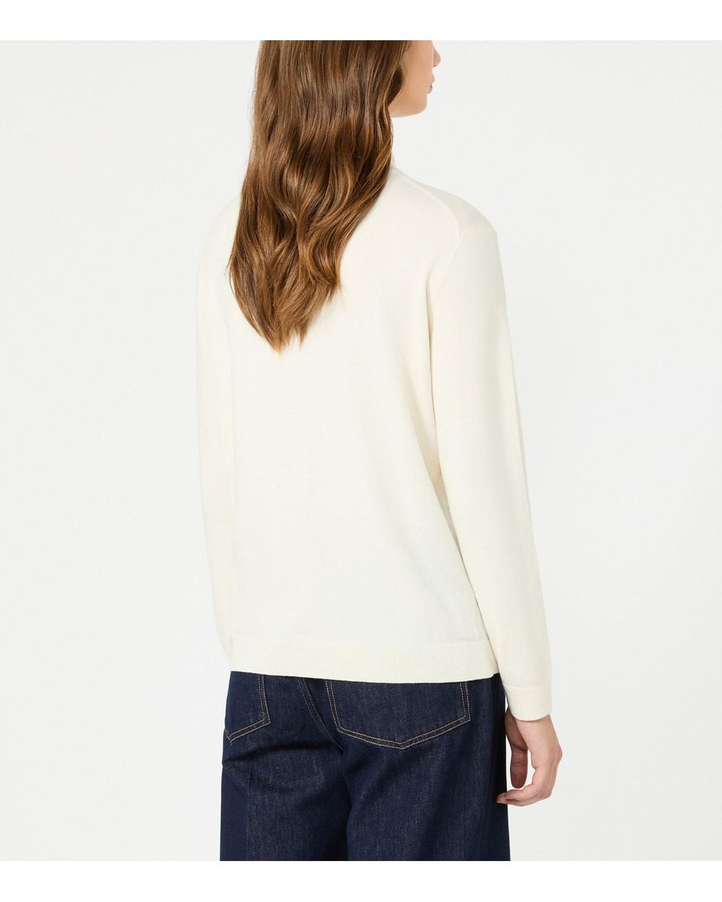 Weekend by Maxmara White Silk-Wool-Blend Rollneck Sweater