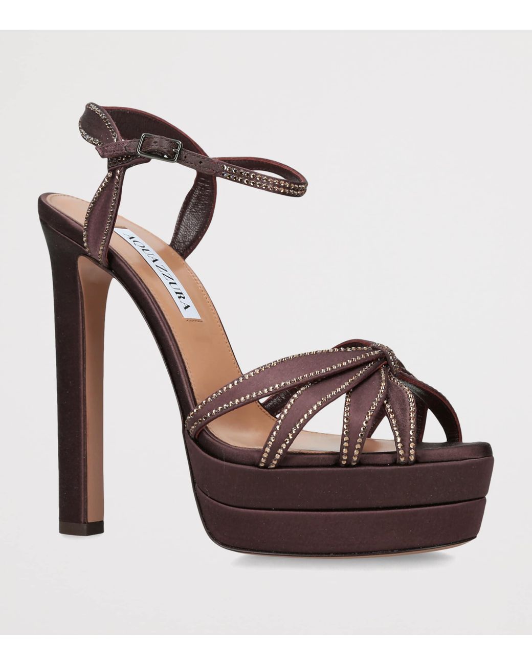 Aquazzura Brown Crystal-Embellished Soulmate Platform Sandals 130