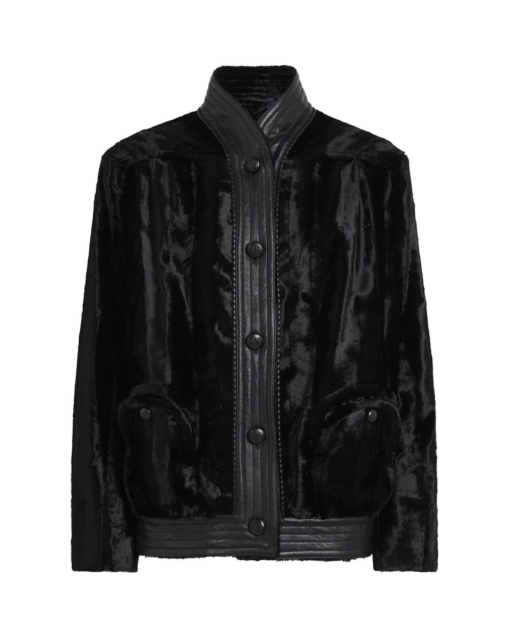 Blazé Milano Black Faux Fur Coiba Bomber Jacket