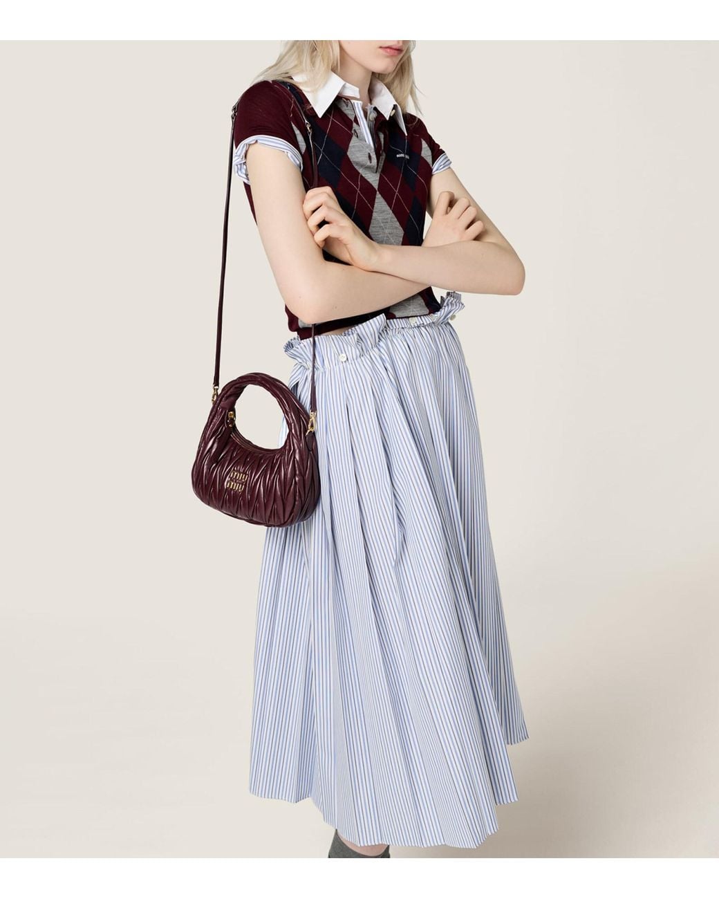 Miu Miu Purple Small Matelassé Lambskin Wander Top-Handle Bag