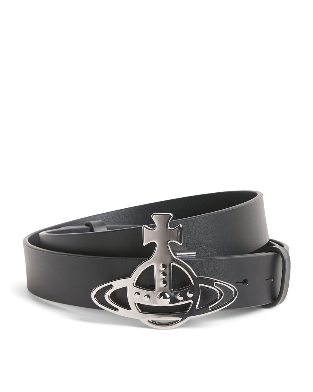 Vivienne Westwood Black Leather Orb Belt for men