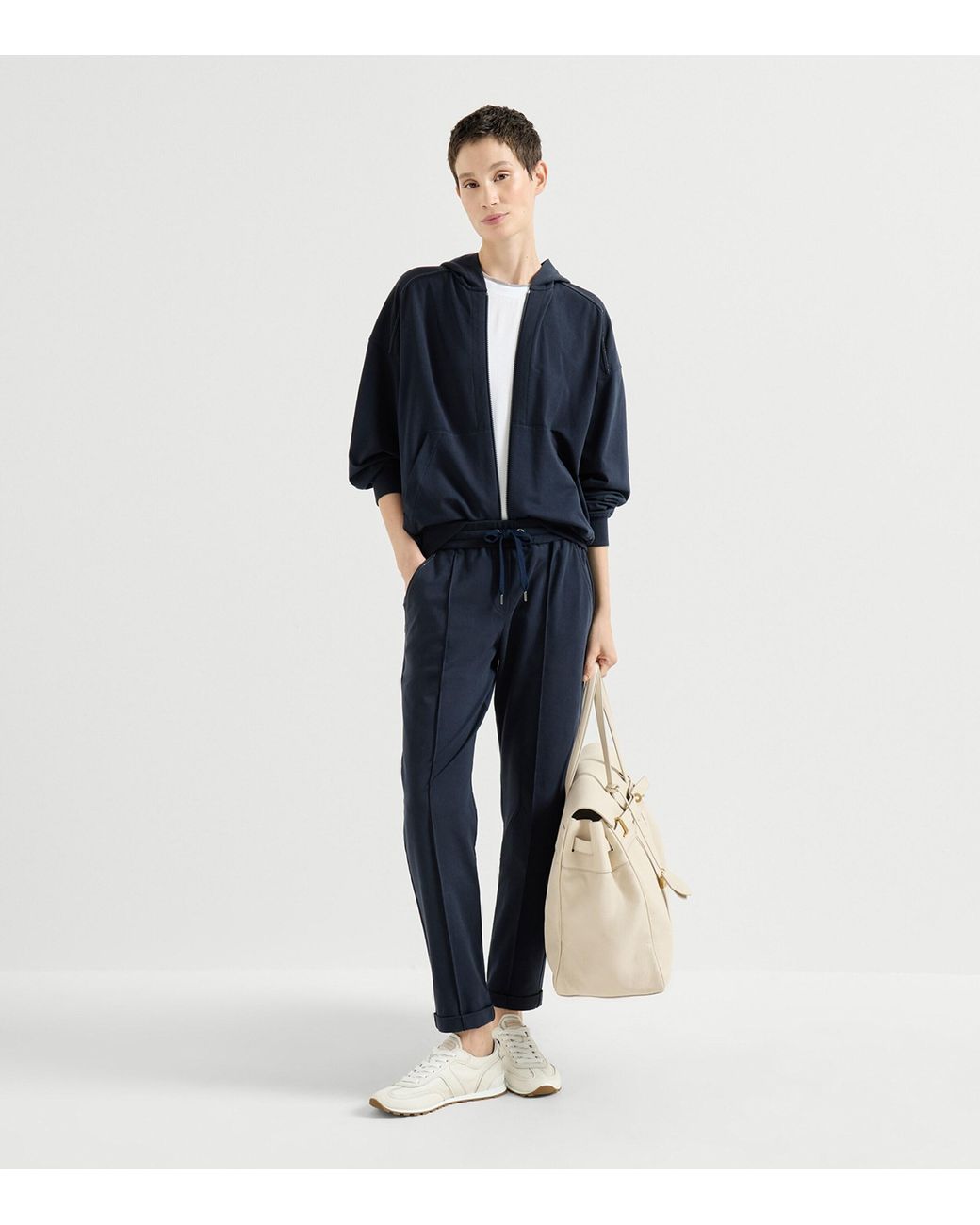 Brunello Cucinelli Blue Stretch-Cotton Slim Sweatpants