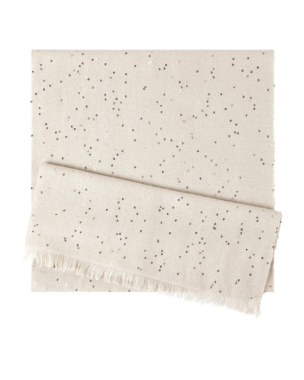 Brunello Cucinelli Natural Cashmere-Silk Embellished Scarf