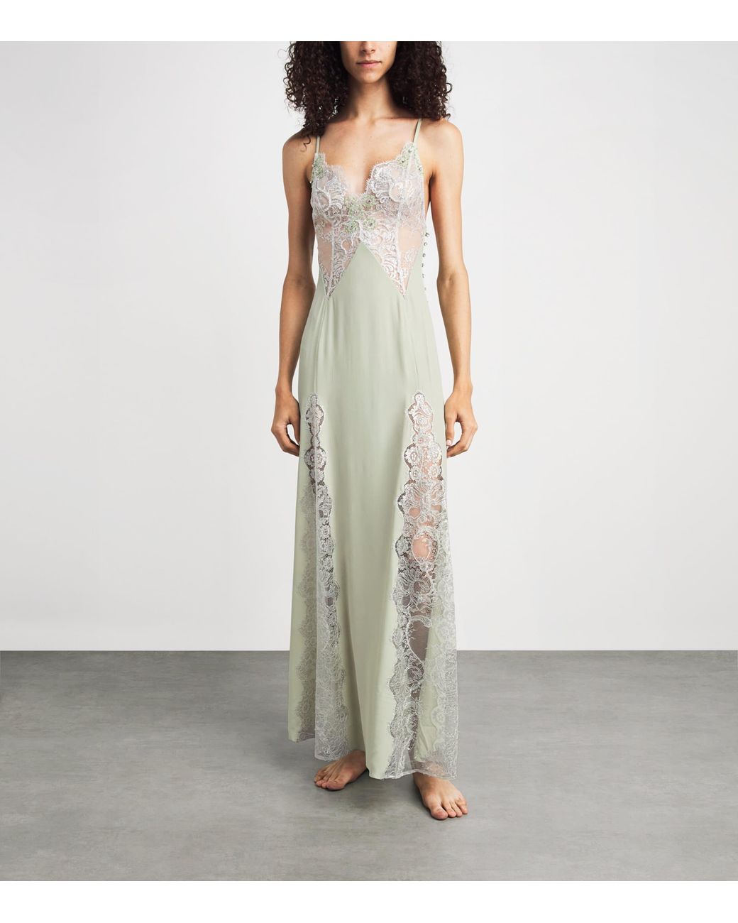 Rosamosario White Silk Georgette Regina Effat Maxi Slip Dress