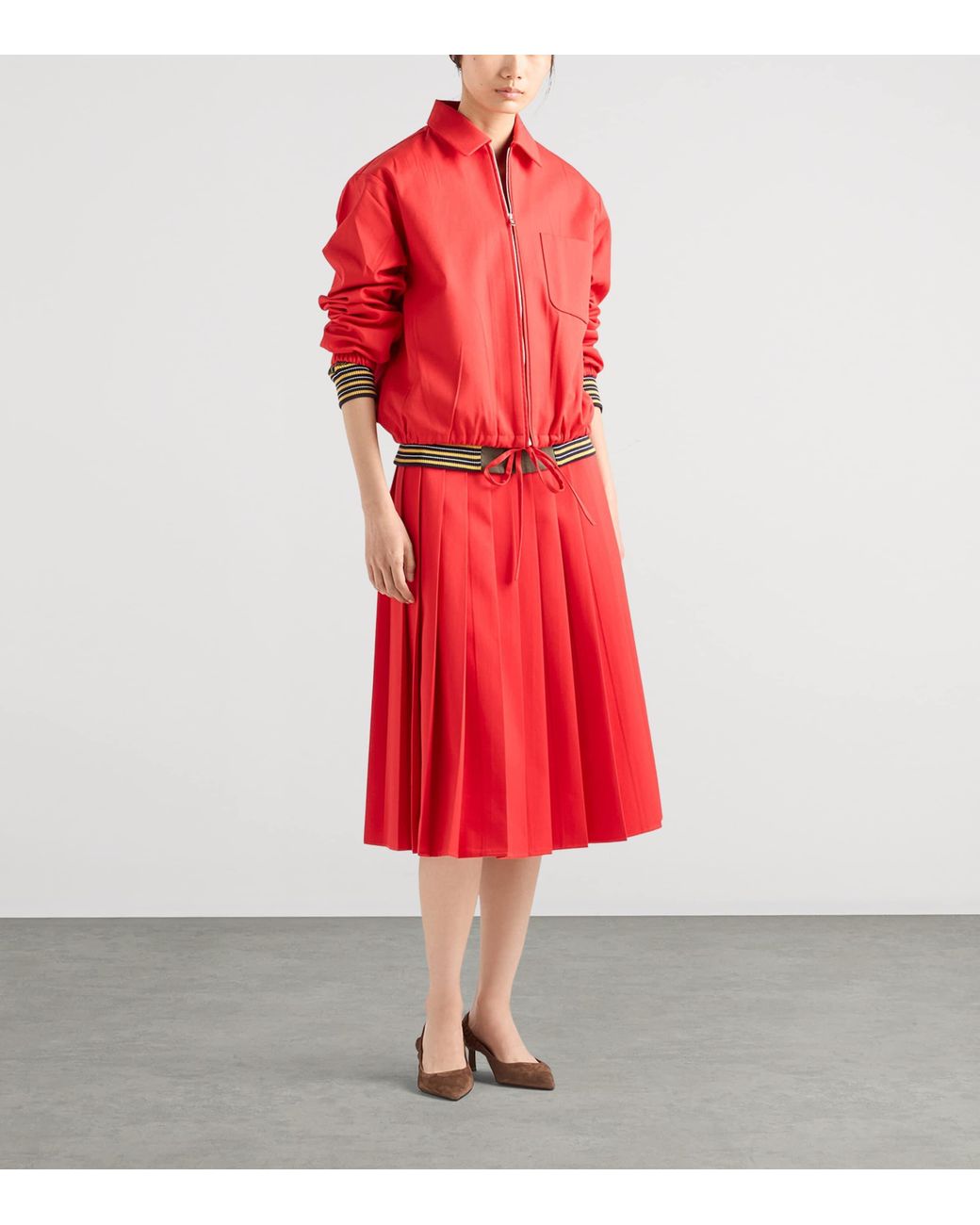 Prada Red Gabardine Blouson Jacket