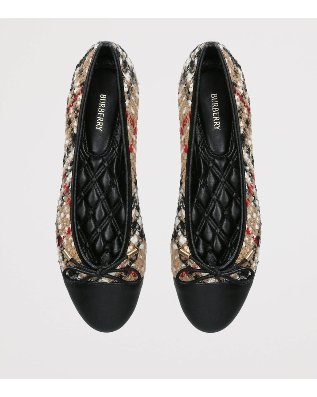 Burberry Brown Bouclé Check Highgate Ballet Flats