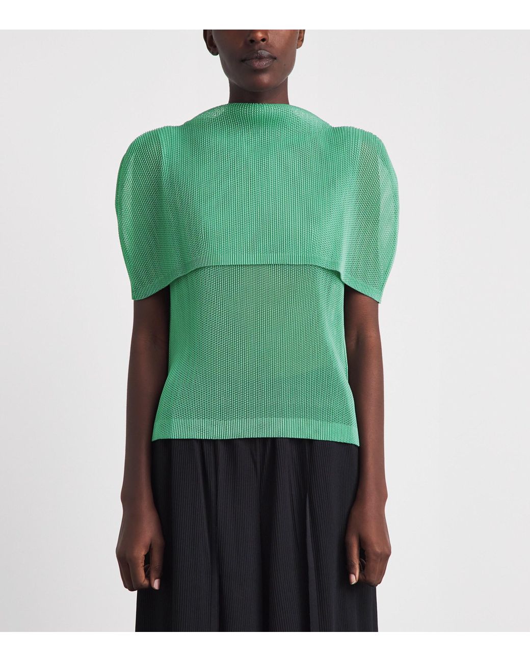 Pleats Please Issey Miyake Green Tatami August Top