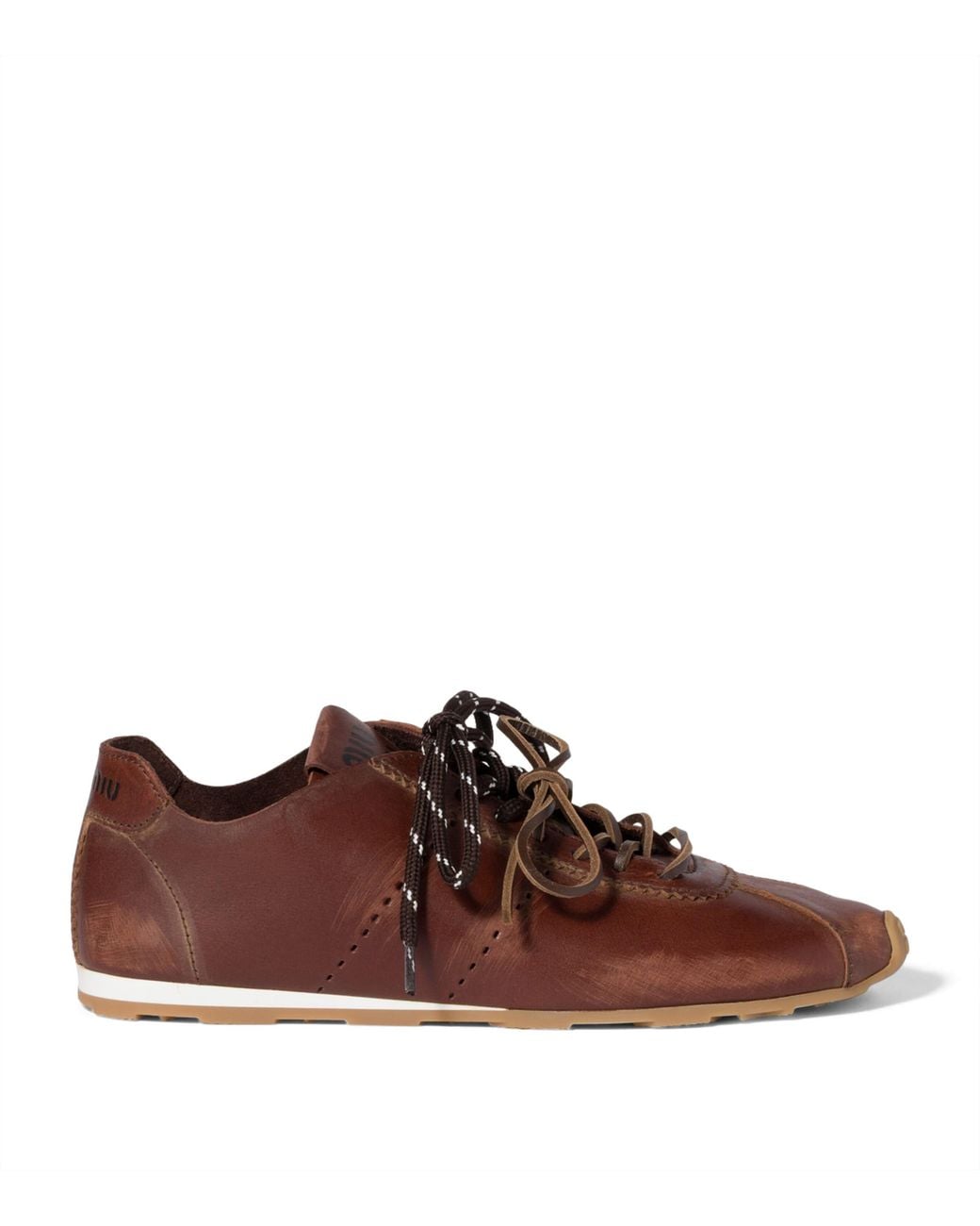 Miu Miu Brown Leather Plume Sneakers