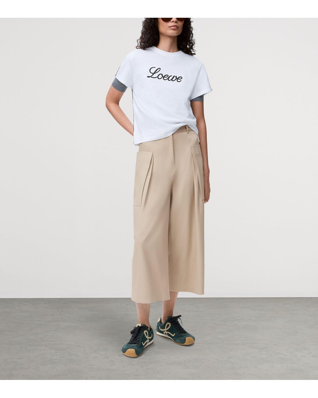 Loewe Natural Cotton-Silk Cropped Trousers