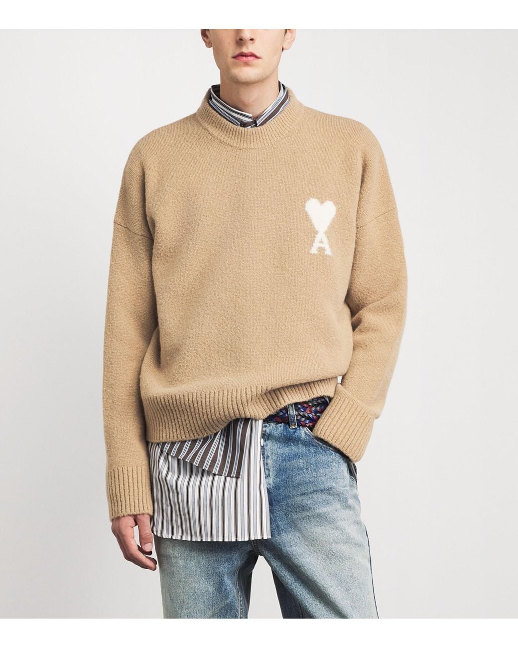 AMI Natural Alpaca-Blend Ami De Coeur Sweater for men