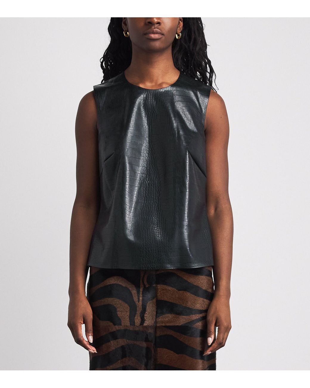 Wolford Black Croc-Effect Faux-Leather Top