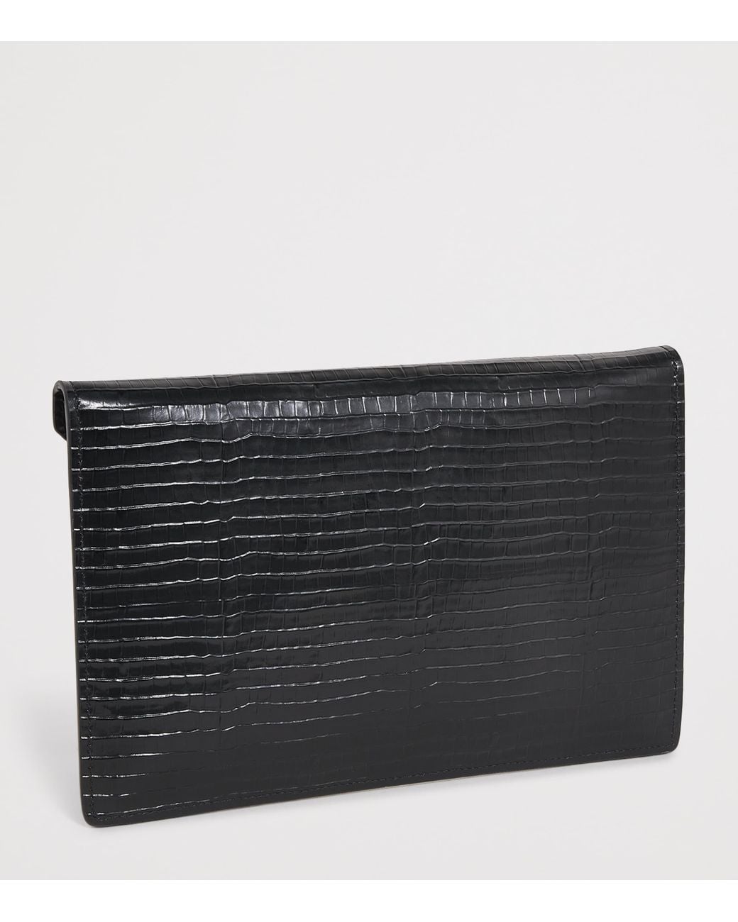 Vivienne Westwood Black Croc-Embossed Leather Envelope Clutch Bag