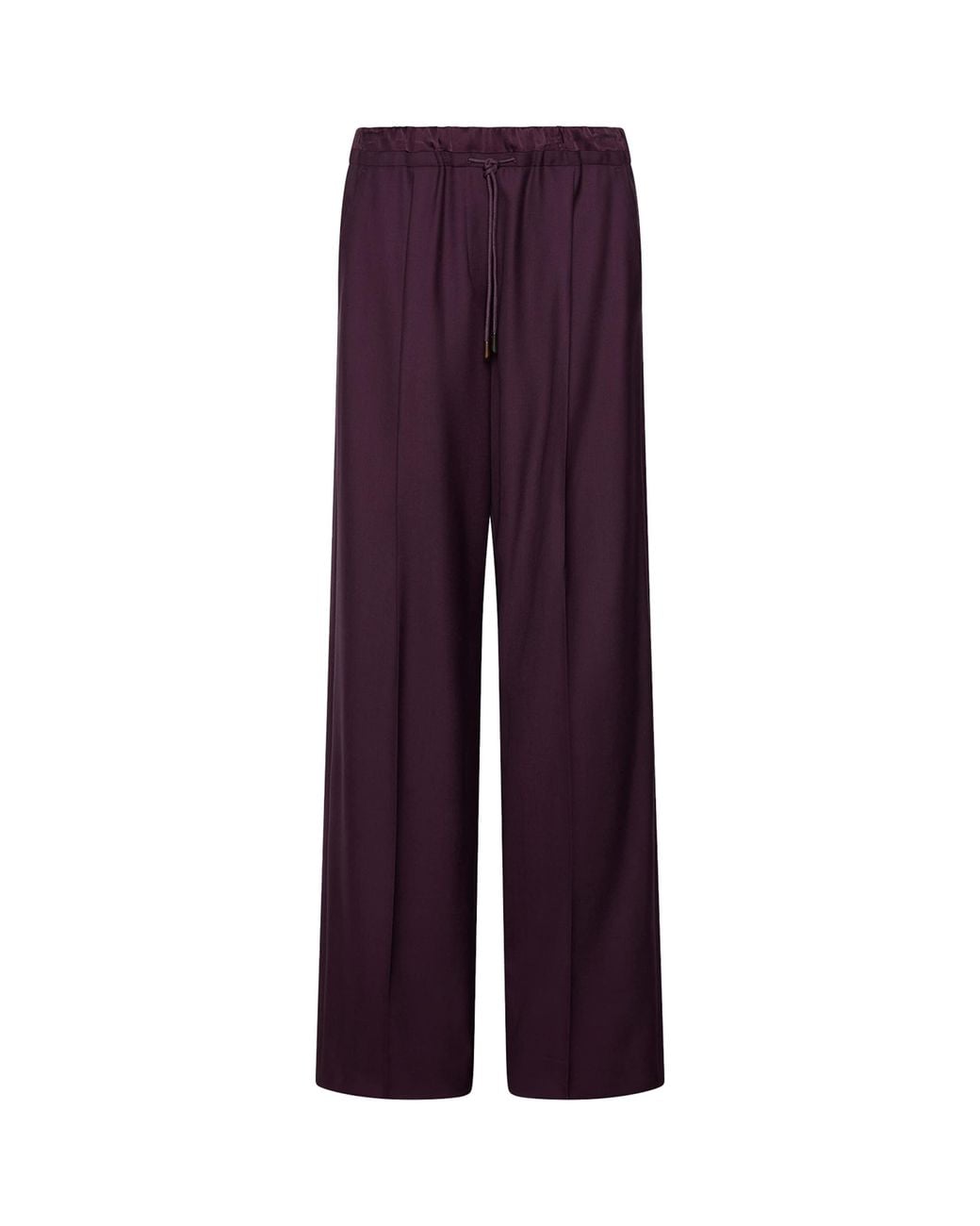 Marella Purple Virgin Wool Drawstring Relaxed Trousers