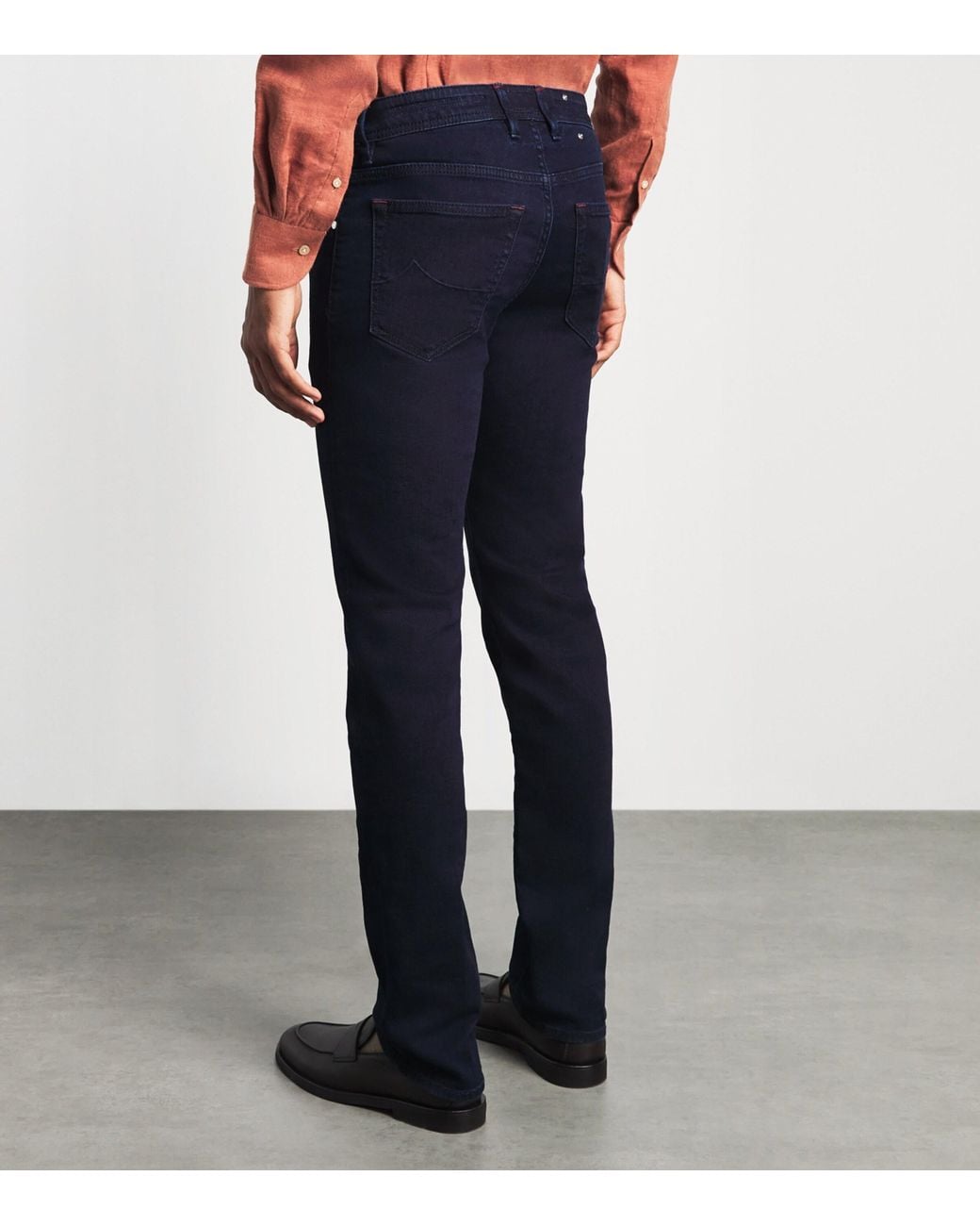 Jacob Cohen Blue Ostrich Leather-Patch Bard Slim Jeans for men