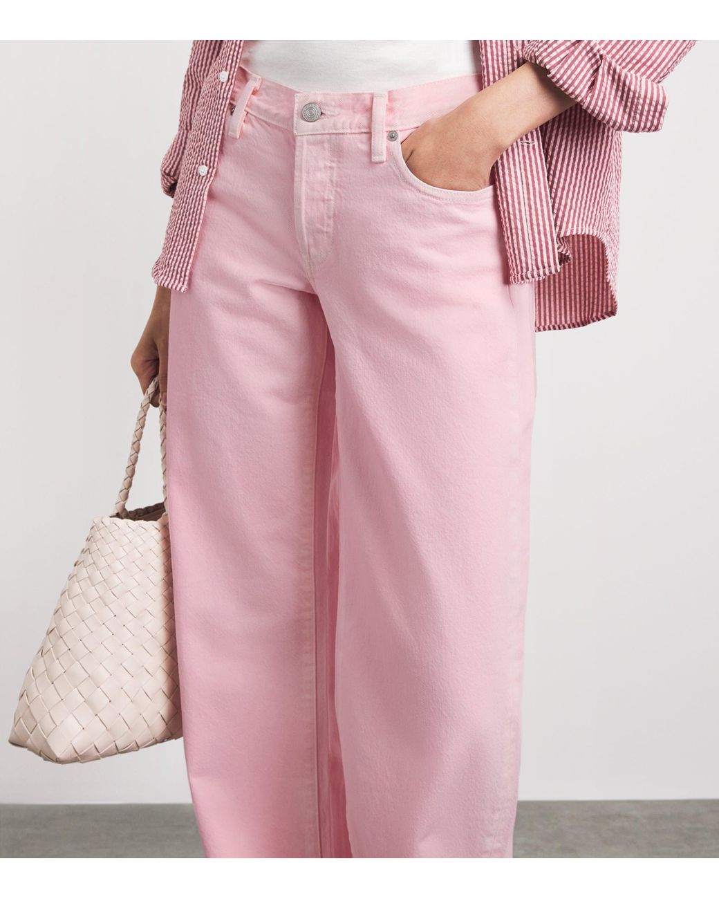 FRAME Pink The Pixie Wide-Leg Jeans