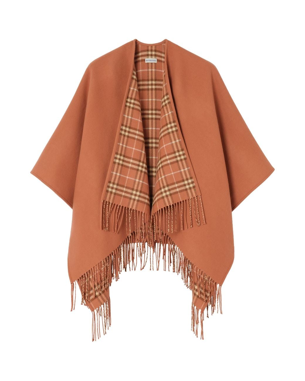 Burberry Brown Wool Reversible Check Cape