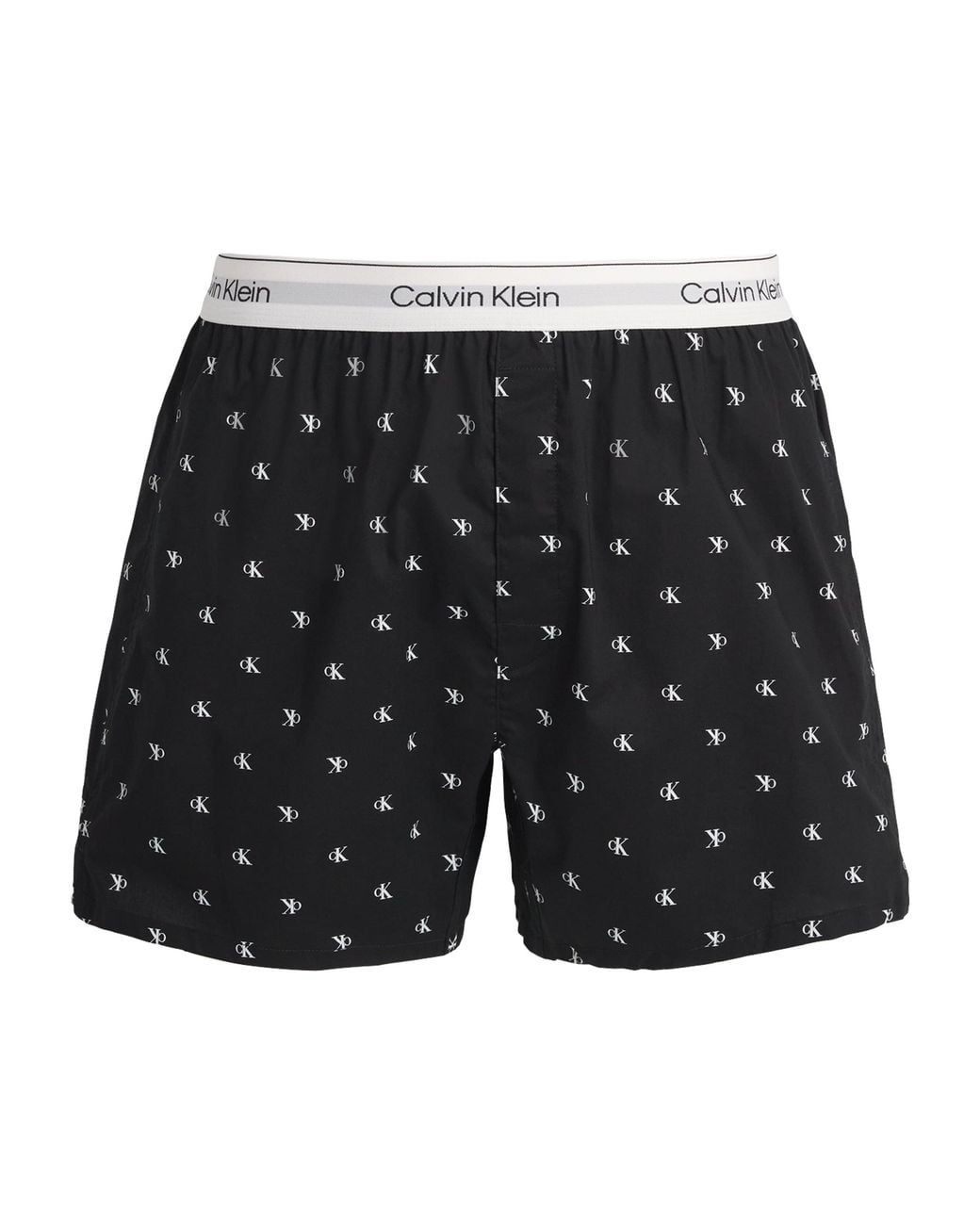 Calvin Klein Black Cotton Poplin Logo Pyjama Shorts for men