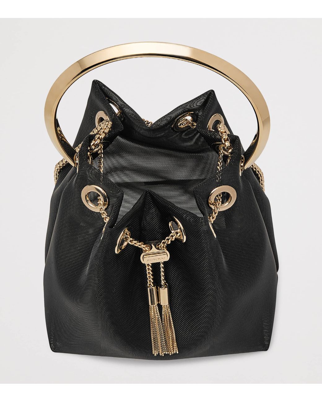 Jimmy Choo Black Mesh Bon Bon Top-Handle Bag