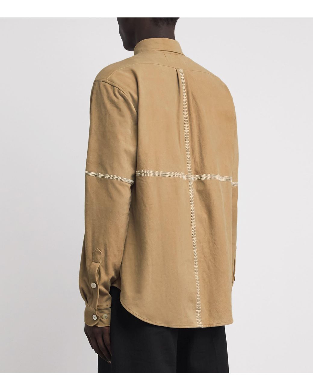 Kartik Research Natural Suede Contrast-Stitch Shirt for men