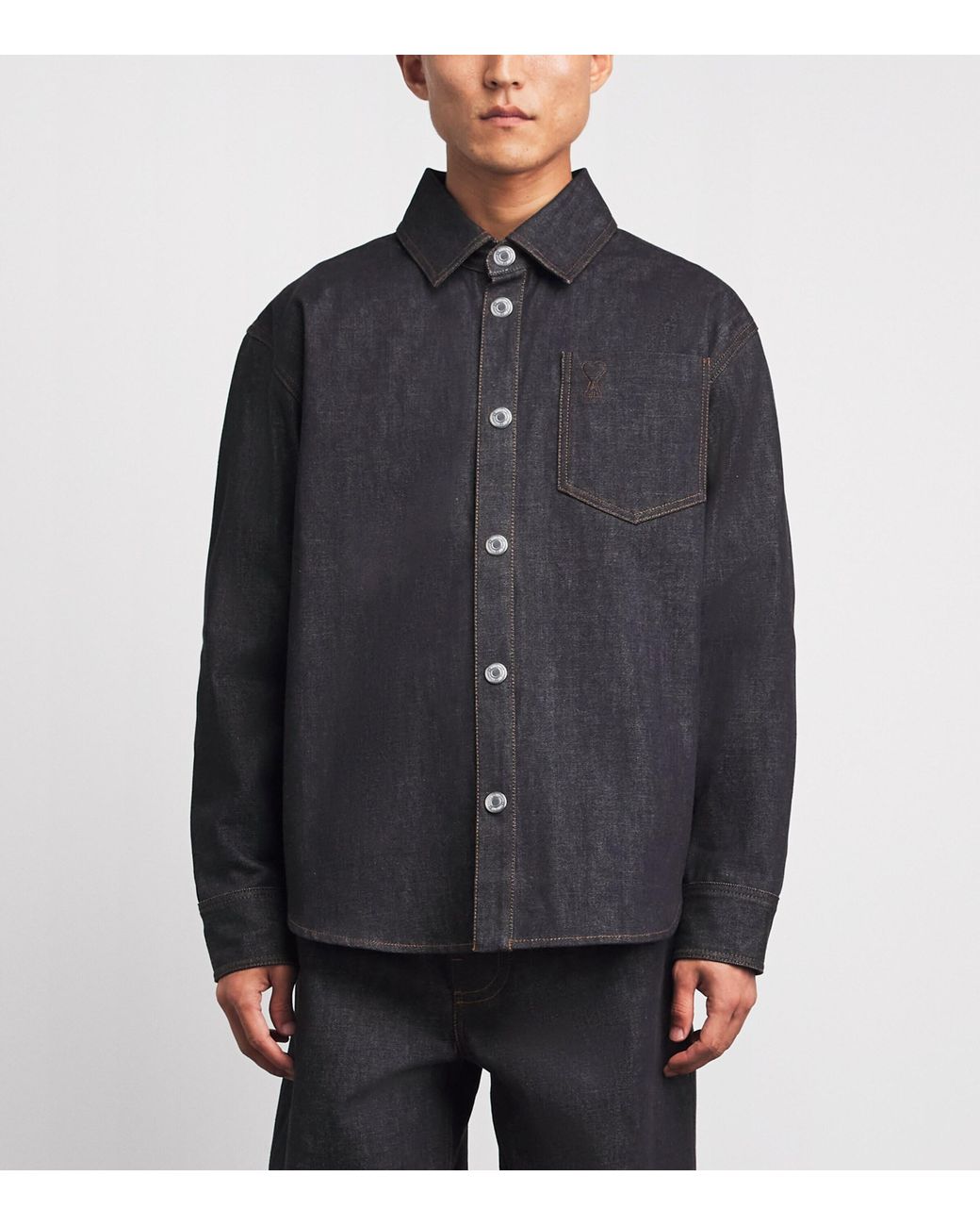 AMI Blue Denim Ami De Coeur Overshirt for men