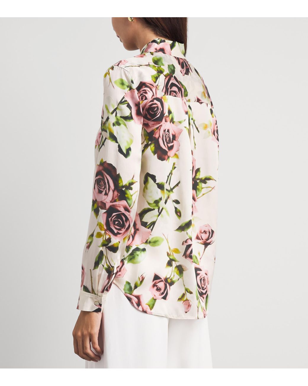 L'Agence Pink Silk Floral Tyler Shirt