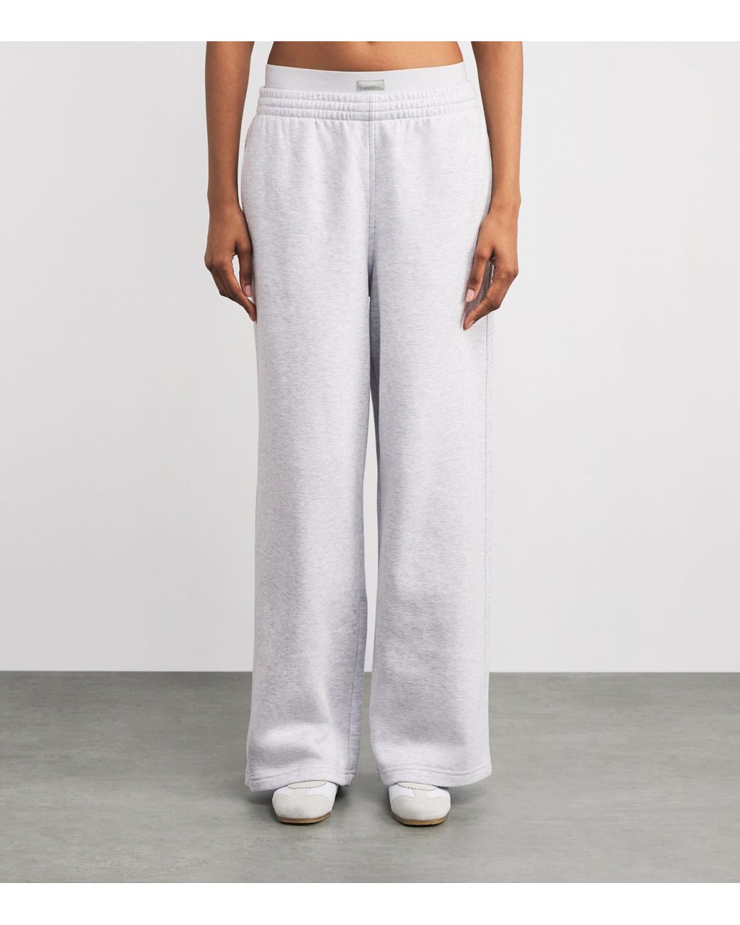 Skims White Cotton-Blend Double-Waistband Sweatpants