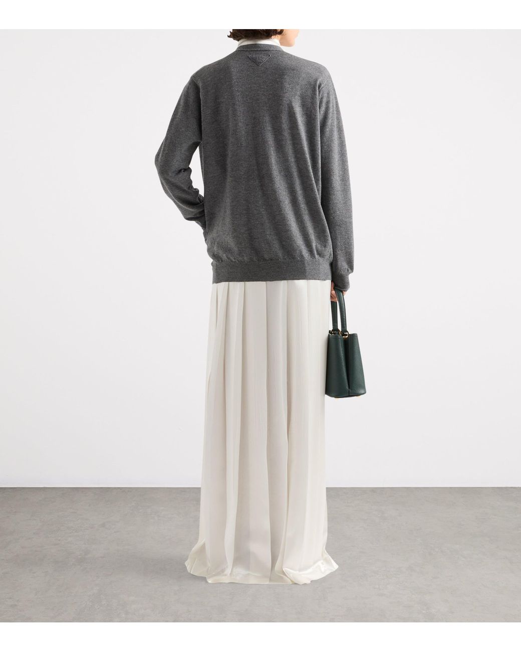 Prada White Satin Pleated Maxi Skirt