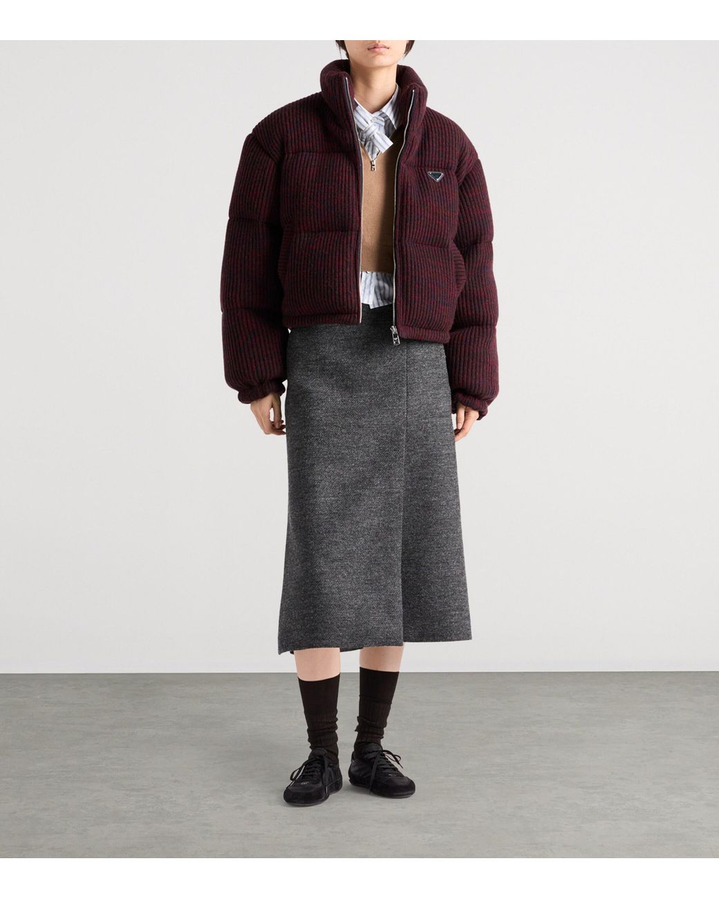 Prada Brown Wool-Cashmere Down Jacket