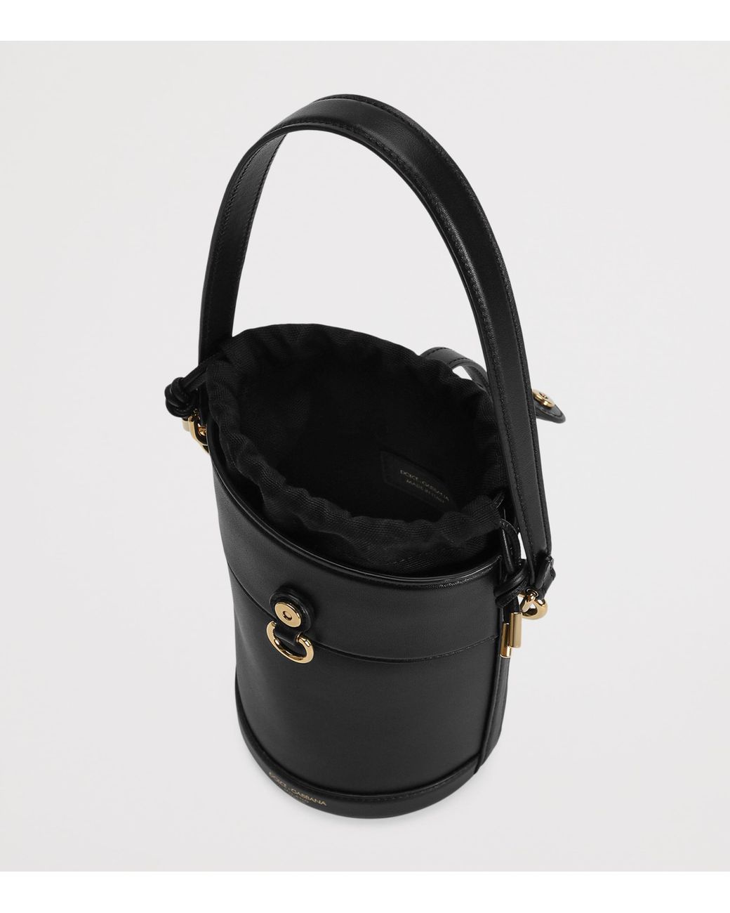 Dolce & Gabbana Black Capri Calf Leather Bucket Bag