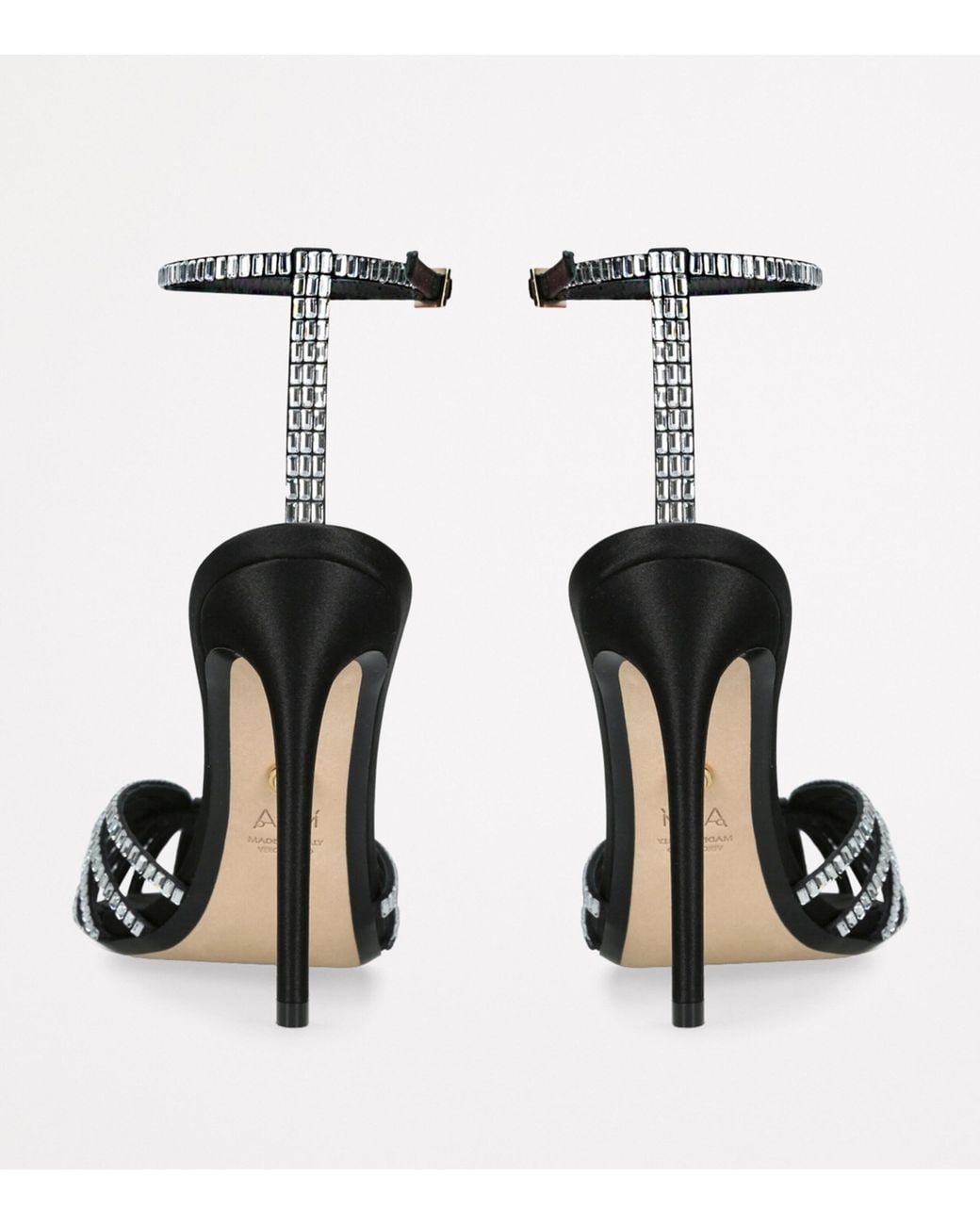 ALEVI Black Satin Embellished Penelope Heeled Sandals 110