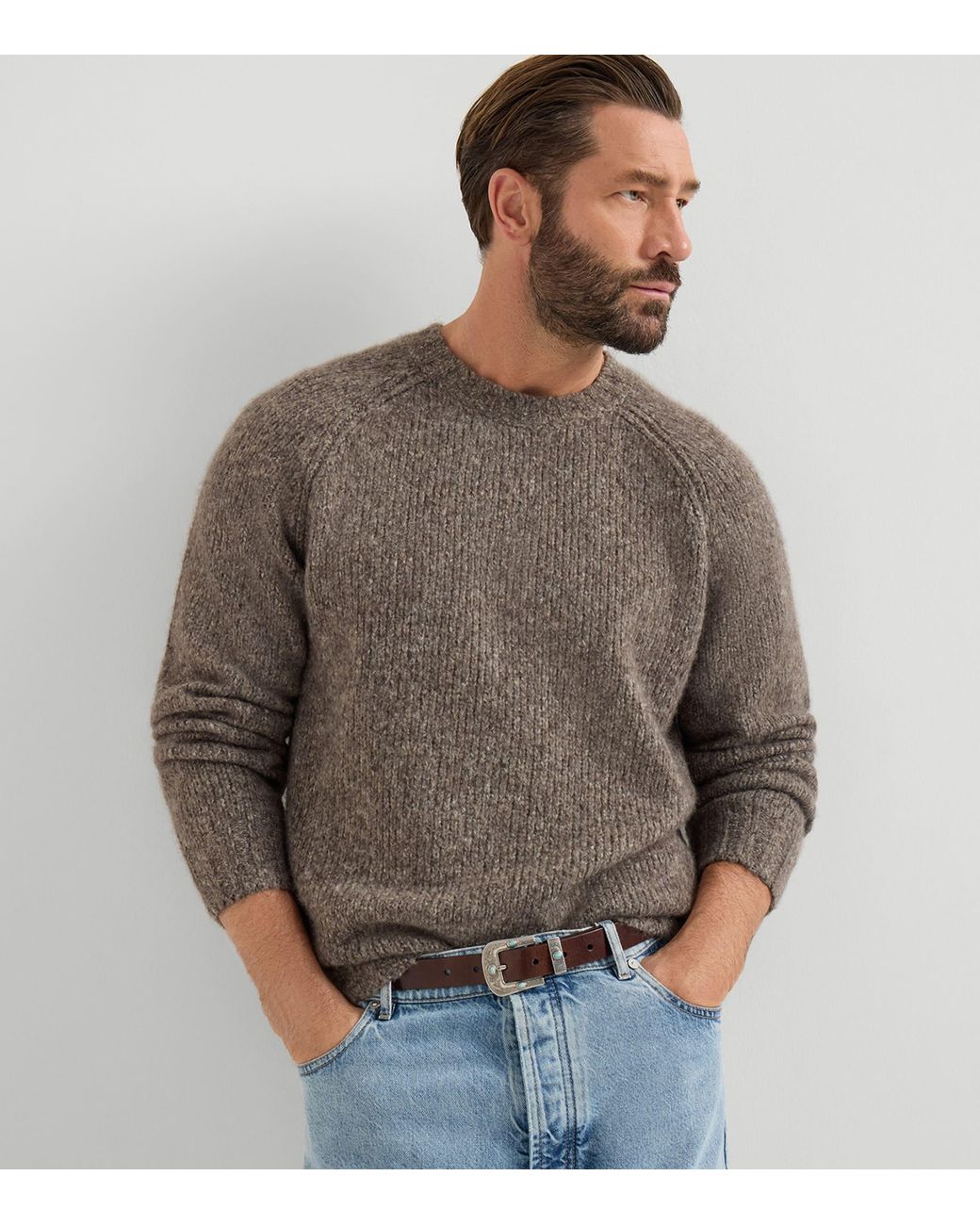 Brunello Cucinelli Brown Cashmere-Silk Sweater for men