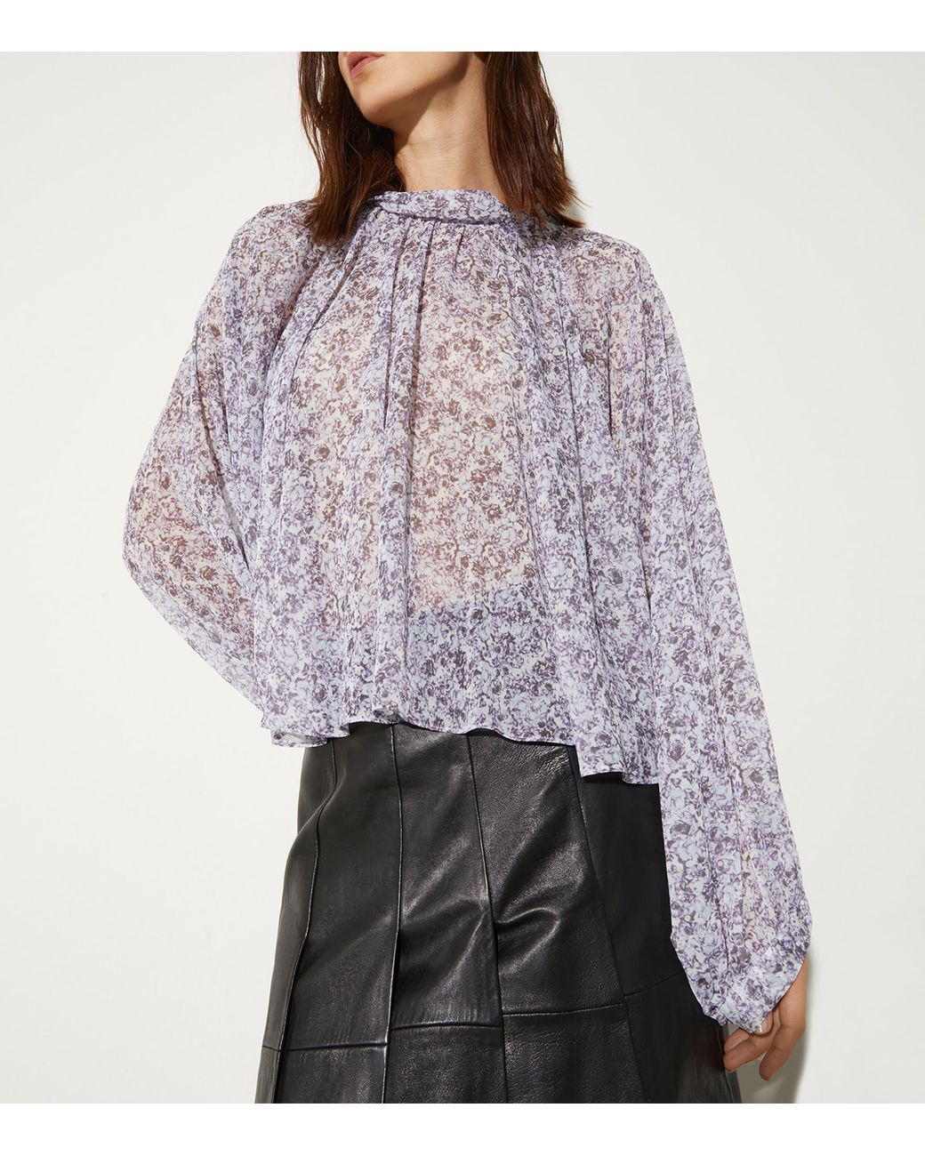 MAX&Co. Purple Crepe Printed Blouse