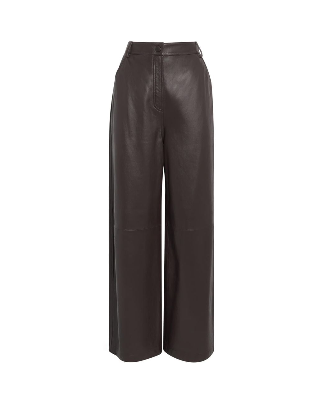 Yves Salomon Brown Lambskin Wide-Leg Trousers
