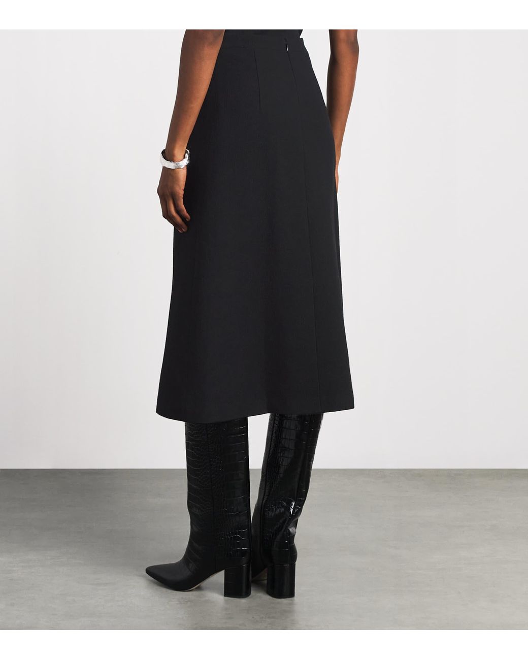Huishan Zhang Black Wool Evelina Midi Skirt