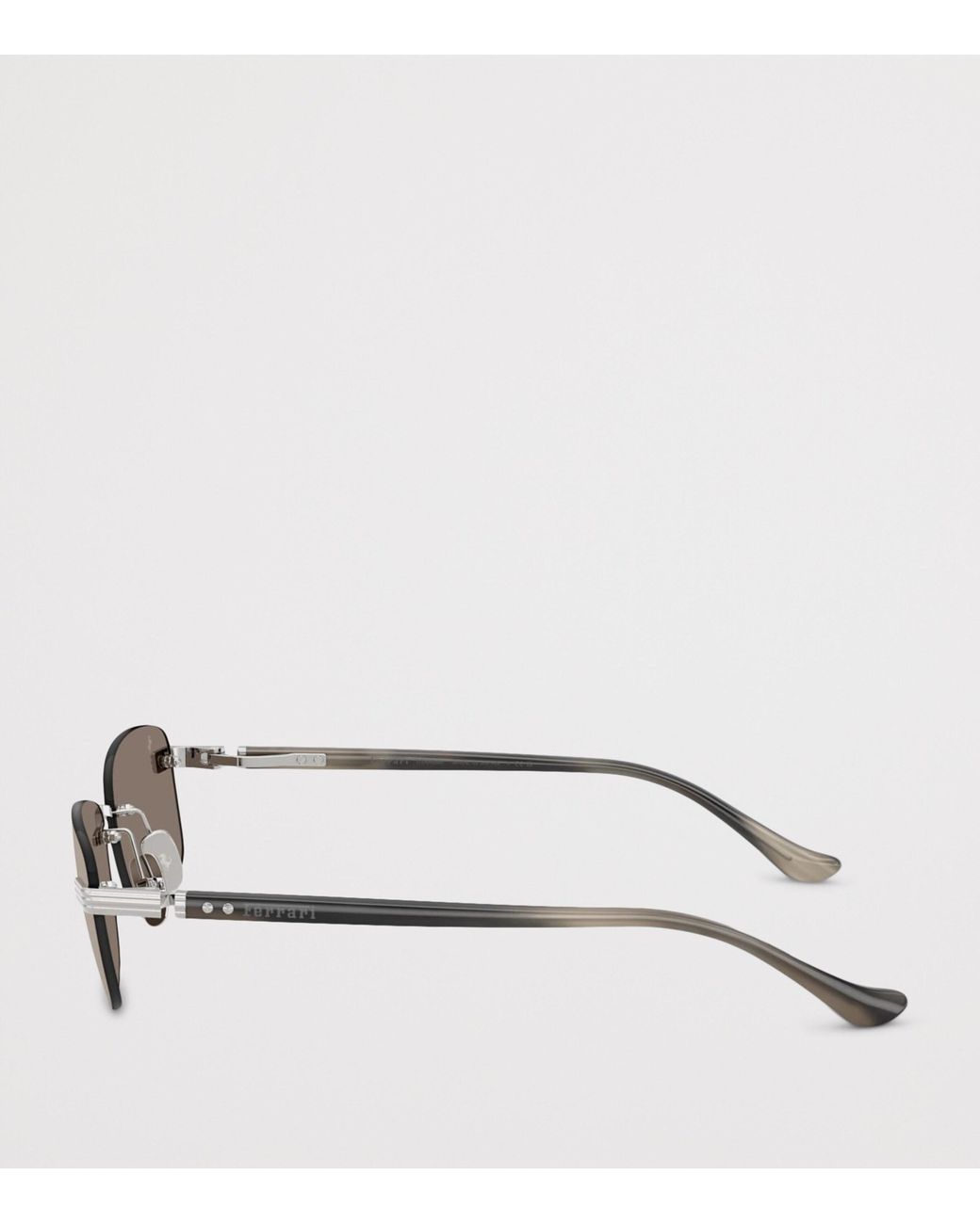 Ferrari Metallic Titanium Rimless Rectangular Sunglasses