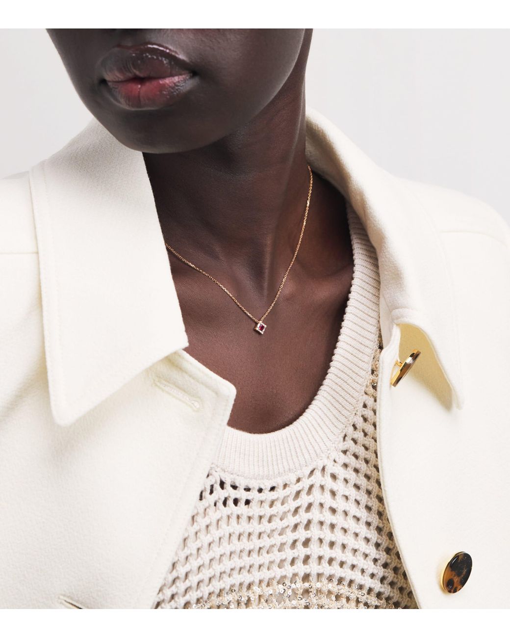 Suzanne Kalan Metallic Ruby And Diamond Mini Princess Pendant Necklace