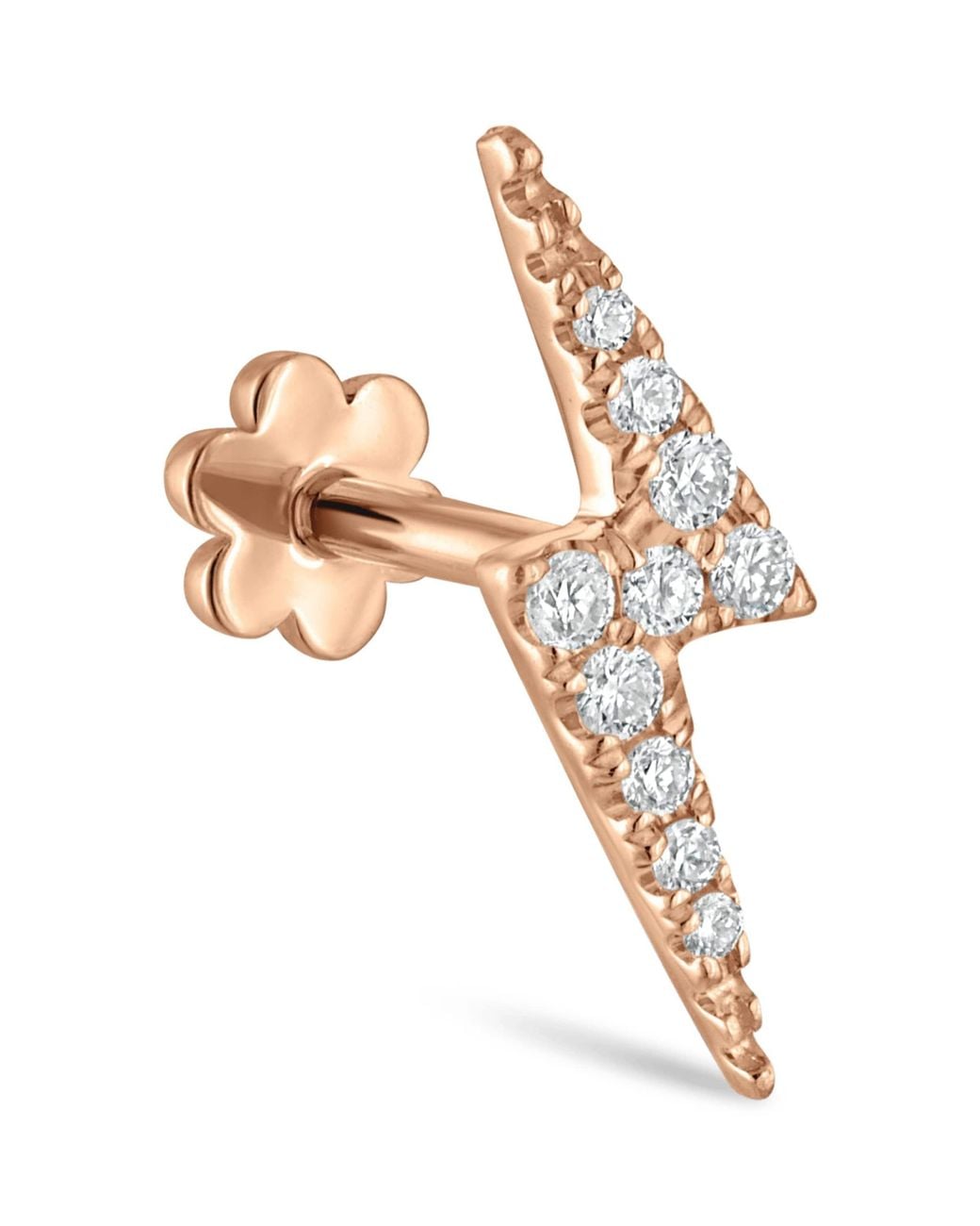 Maria Tash Metallic Diamond Lightning Bolt Threaded Stud Earring