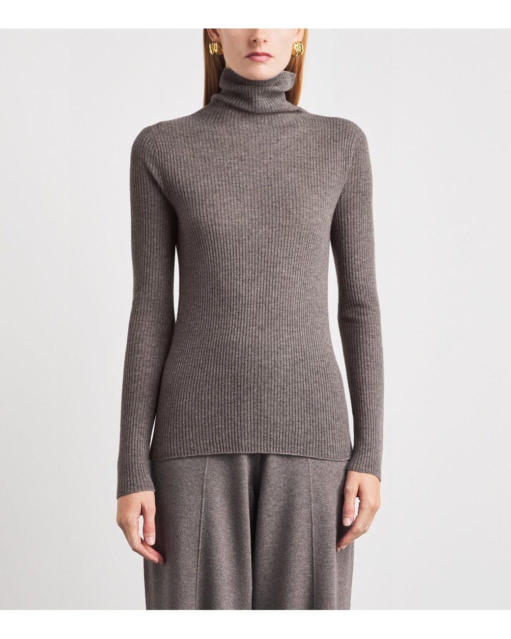 Fabiana Filippi Gray Virgin Wool-Silk-Cashmere Rollneck Sweater