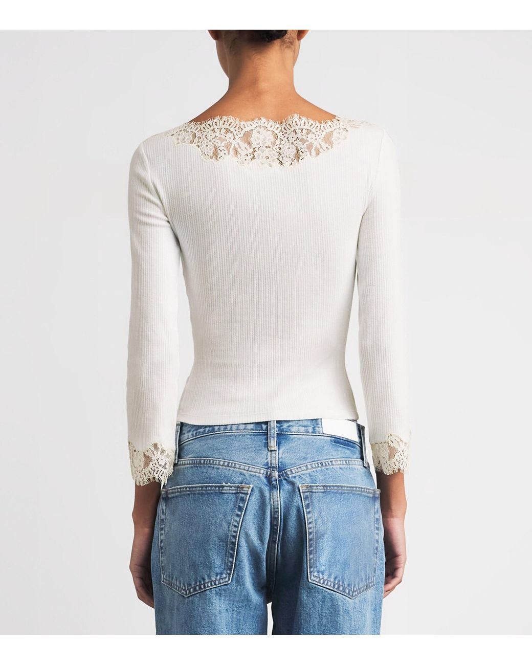 Doen White Stretch-Cotton Lace Riana T-Shirt