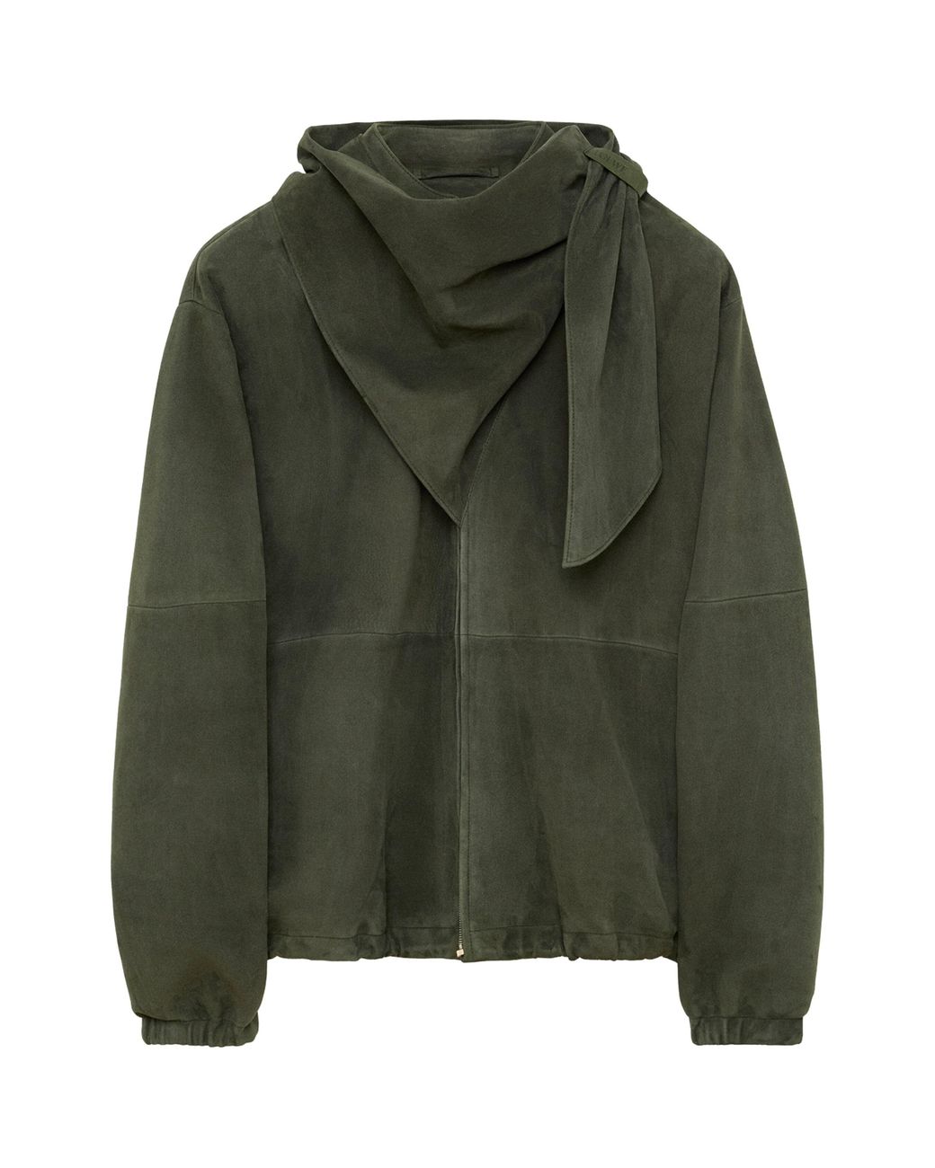 Loewe Green Suede Scarf-Detail Jacket