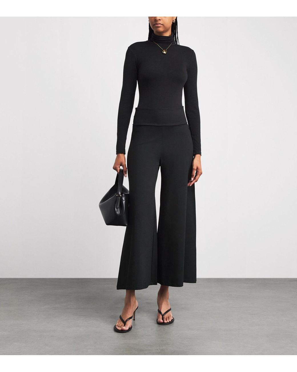 ME+EM Black Cropped Very Wide Palazzo Trousers